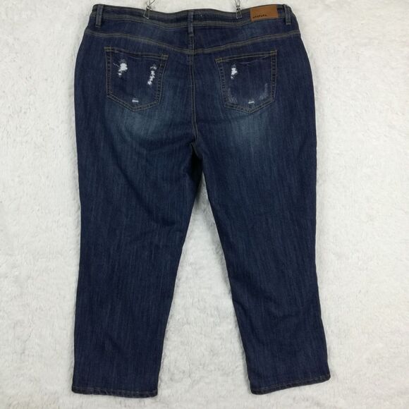 Dollhouse Womens Jeans Cropped Denim Blue Destroyed Distressed Whiskered Plus 24 - Picture 2 of 11